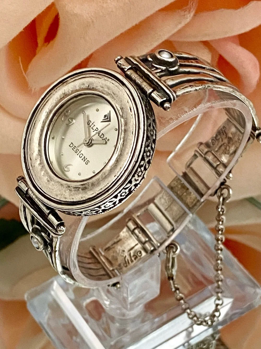 Silpada Designs Hammered Sterling Silver 925 Bracelet Watch Marked 